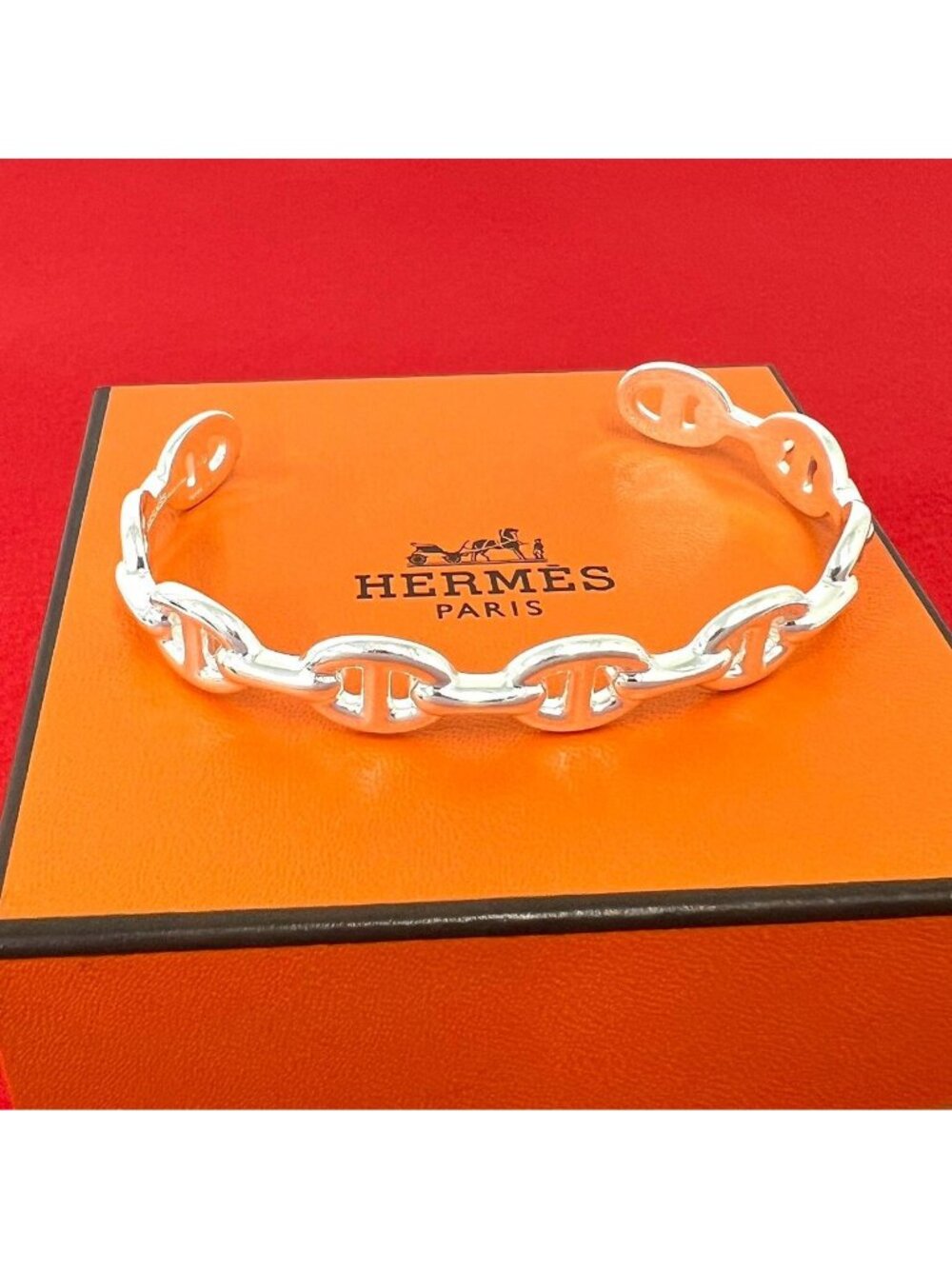 Hermes Enchainee Bangle 925 Sterling Silver Bracelet